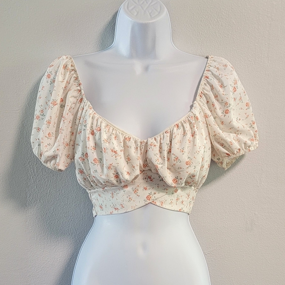 S Altar'd State Milkmaid Cottagecore Crop Top Festival Lightweight Floral Tie